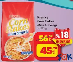 KRANKY CORN FLAKES MISIR GEVREĞİ 500 G fiyat ve kampanya bilgisi